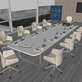 Modern Conference Table and Chair Conference Table and Chair Combination 3d model