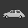 Vintage White Compact Car Featuring Blue Roof Classic Headlights And Shiny Wheels