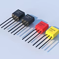Colorful Household Electronic Components With Model Numbers And Metal Pins