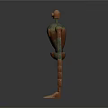 3D Robot Model With Long Segmented Limbs And Earth Tone Color On Dark Background