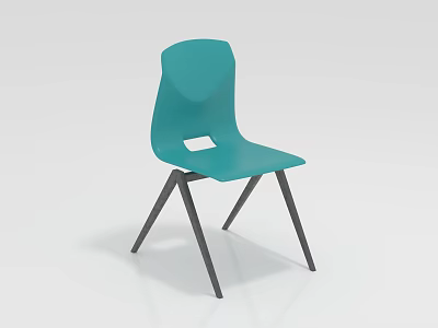 Teal Leisure Chair With Ergonomic Backrest Square Cutout And Black Triangular Metal Legs 3d model