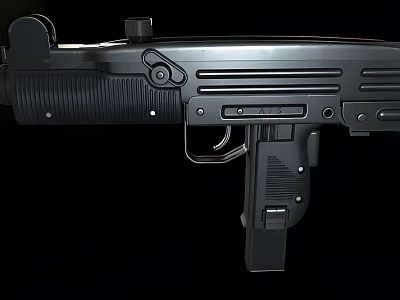 Black Tactical Submachine Gun With Metal Body Ergonomic Grip And Modern Design Features 3d model