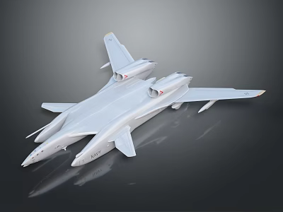 White Streamlined Twin Body Model Aircraft With Smooth Surface And Dark Background 3d model