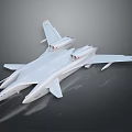 White Streamlined Twin Body Model Aircraft With Smooth Surface And Dark Background 3d model