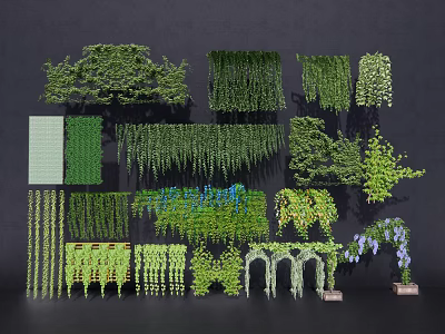 Various Types Of Lush Green Vines For Wall Decoration And Archway Design 3d model