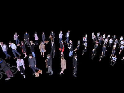 Diverse Group of People Walking Together With Different Outfits And Activities 3d model
