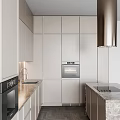Modern Open Kitchen Interior With Cabinets Marble Island Countertop And Range Hood