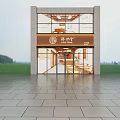Modern Storefront Exterior Design With Glass Doors Wooden Grilles And Bright Signage
