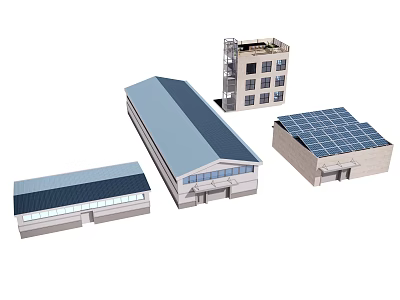 Industrial Park Featuring Various Factory Buildings Solar Panel Roofs And Multi Story Structures 3d model