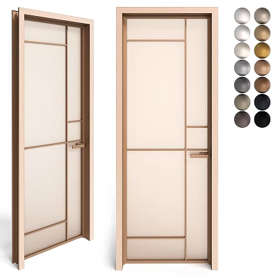 Modern Hinged Door Design With Wooden Frame Sleek Panel And Multiple Color Options 3d model