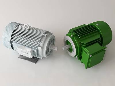 Gray and Green Industrial Electric Motors for Heavy Duty Industrial Applications 3d model