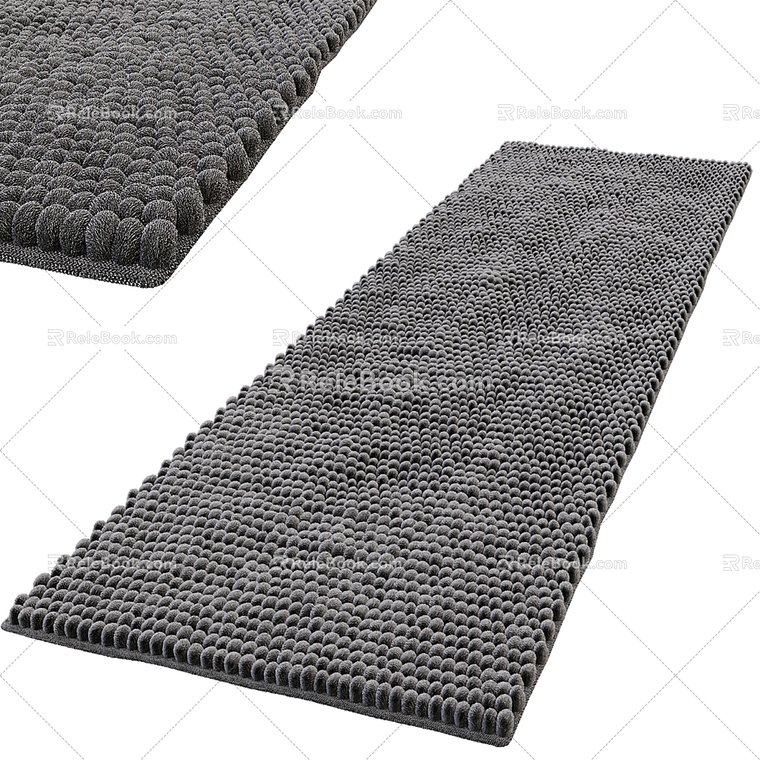 Vintage fabric pile long carpet 3d model