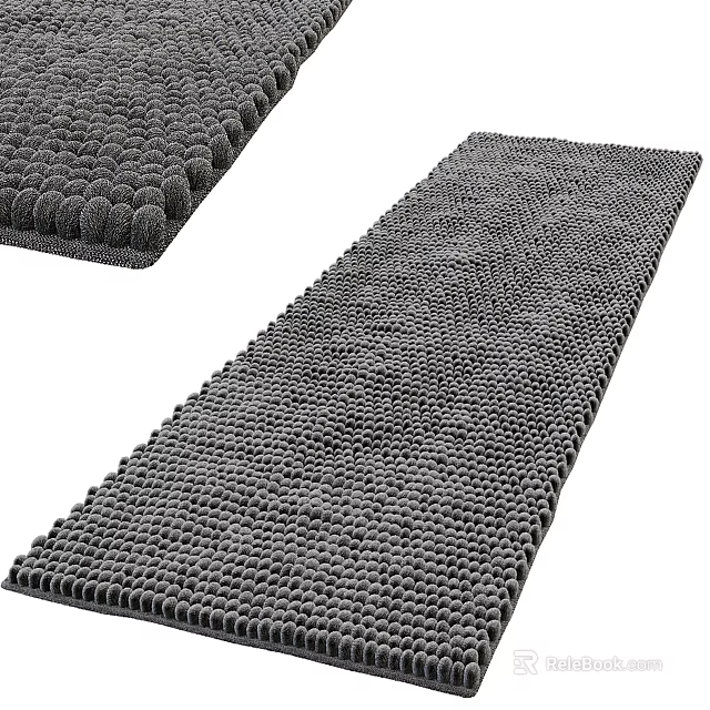 Gray Square Rug With Textured Honeycomb Pattern For Living Room Decor 3d model 
