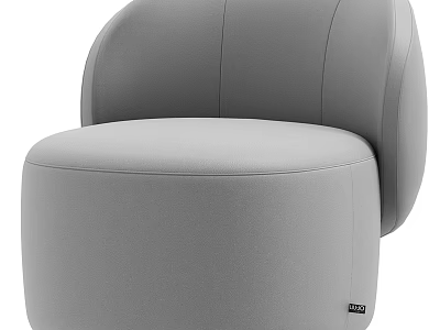 Modern Gray Single Sofa With Rounded Back And Leather Upholstery Design 3d model
