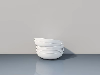 White Bathtub In Minimalist Bathroom With Light Gray Walls And Smooth Countertop 3d model