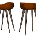 Modern Orange Bar Stools With Gray Sleek Tapered Legs For Contemporary Spaces