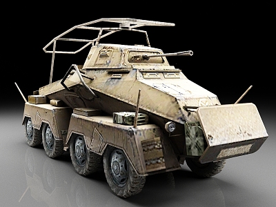 heavy armored vehicle cougar sdkfz232 wheeled armored vehicle german armored wwii weapon 3d model