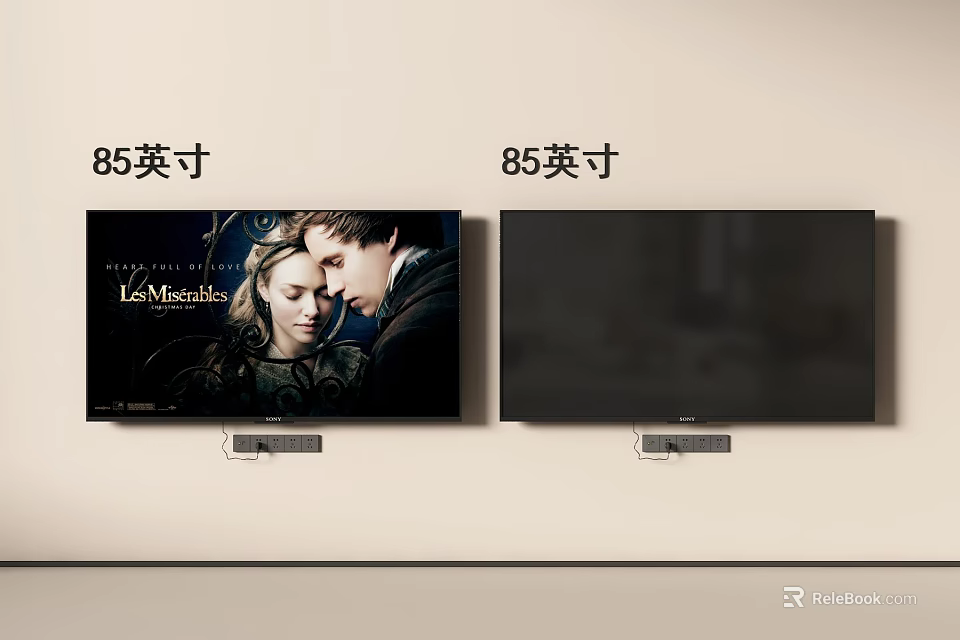 85 Inch Wall Mounted TVs Display On and Off Screen for Home Entertainment 3d model 