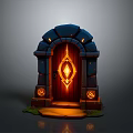 Mystical Stone Doorway With Glowing Diamond Ornament Luminous Sides And Warm Light
