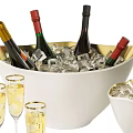 Party Treats With Champagne Glasses Wine Bottles Ice Buckets White Candies Nuts And Golden Chocolates