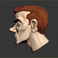 Animated Character 3D Head Model Featuring Red Hair Blue Eyes And Large Ears
