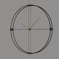 Modern Minimalist Metal Frame Wall Clock Hanging On Gray Wall With Simple Design