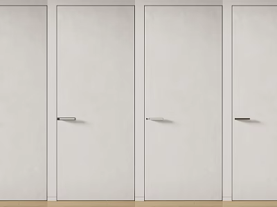 Modern White Hinged Doors With Sleek Metal Handles For Interior Use 3d model