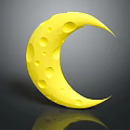 Yellow Crescent Shaped Cheese With Holes On Surface Against Dark Background