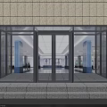 Modern Glass Entrance Door Design With Metal Frame And Stone Wall Exterior Interior Hall View