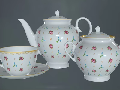 Modern Simple Tea Set 3d model
