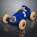 Electric Toy Blue Race Car with Number 3 and Yellow Wheels for Kids