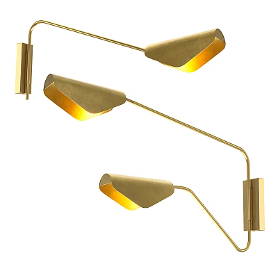 Modern Golden Wall Lamp With Curved Design Multiple Light Heads And Warm Yellow Illumination 3d model