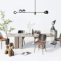 Quiet Dining Table and Chair Combination Dining Table and Chair 3d model