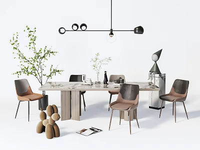 Quiet Dining Table and Chair Combination Dining Table and Chair 3d model