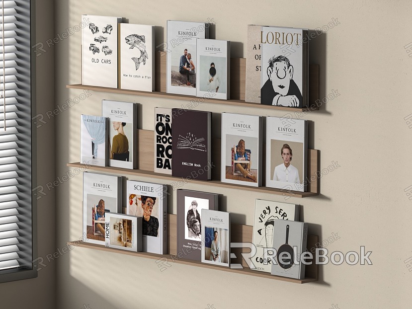 Bookshelf Books Book Decorations Wall-mounted model