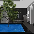 Modern Specialty Store Interior Layout With Open Display Areas Lighting And Green Plant Decorations