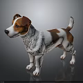 Artistic Realistic White and Brown Small Dog Sculpture Carving With Lifelike Details