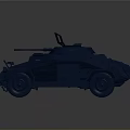 Blue Military Tank Model With Open Turret Four Wheels And Top Weapons