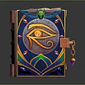 Ornate Decorative Book With Eye Symbol Colorful Patterns Gemstone Clasp And Pendant
