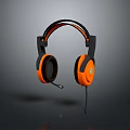 Black and Orange Wired Over Ear Headphones With Microphone For Gaming Use