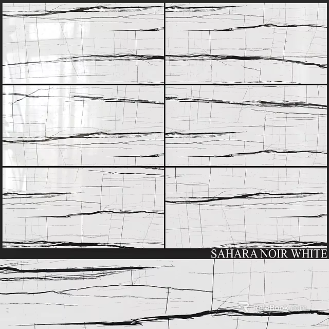 Sahara Noir White Stone Slab With Natural Vein Pattern For Construction Use 3d model 