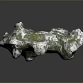 Wooden Stone Decorative Piece With Natural Texture And Green White Irregular Design