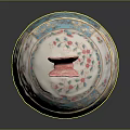 Elegant Decorative Ornament Set with Pink Blue Floral Patterns White Body and Golden Stand Base