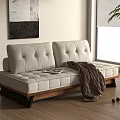 Modern Middle Ages Sofa Bed Double Sofa Solid Wood Fabric Sofa Blanket Books 3d model