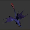 Game Movie Character Blue Purple Dragon with Detailed Wings 3D Rendered Fantasy Mythical Creature Design