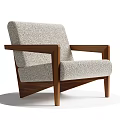 Modern Leisure Chair With Walnut Wood Frame And Textured Fabric Upholstery