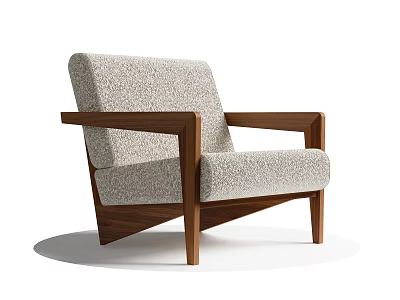 Modern Leisure Chair With Walnut Wood Frame And Textured Fabric Upholstery 3d model