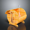 Modern Round Wooden Sauna Featuring Glass Door And Top Heater Design