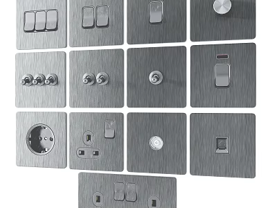 Various Modern Metal Switch Panels With Different Functions And Designs 3d model