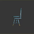 Turquoise Blue Wooden Accent Chair With Spindle Back Round Seat And Brass Casters